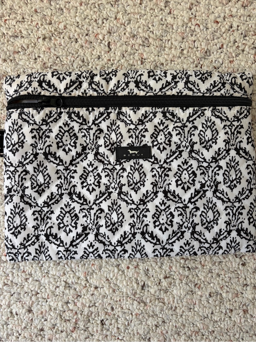 Scout Black & White Damask Zip Cosmetic Pouch